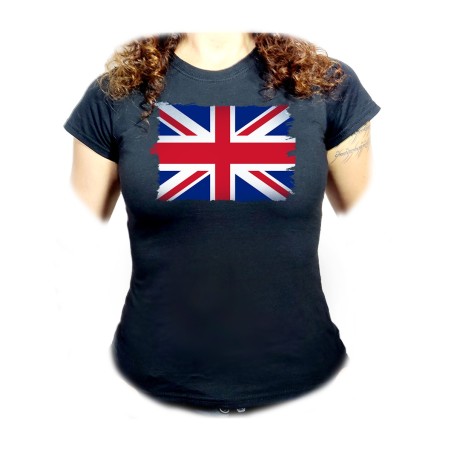 CAMISETA NEGRA MUJER BANDERA INGLATERRA LONDRES oferta personalizada