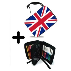 PACK MOCHILA Y ESTUCHE BANDERA INGLATERRA LONDRES material escolar