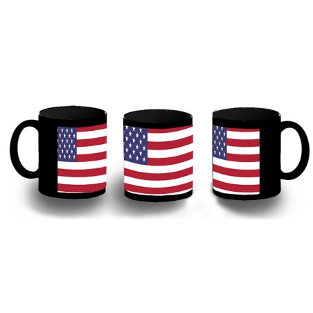 TAZA COMPLETAMENTE NEGRA BANDERA DE LOS ESTADOS UNIDOS personalizada