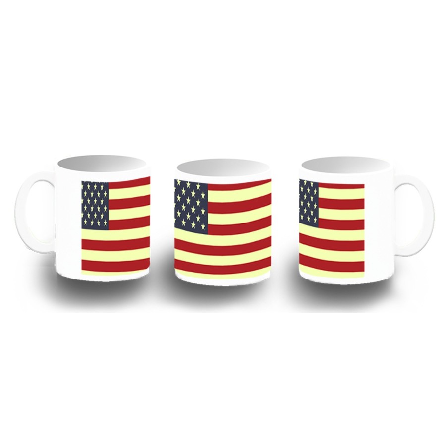 TAZA FOTOLUMINISCENTE BANDERA DE LOS ESTADOS UNIDOS BRILLA OSCURIDAD