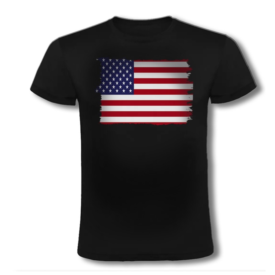 CAMISETA NEGRA BANDERA DE LOS ESTADOS UNIDOS moda verano personalizada