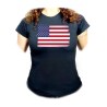 CAMISETA NEGRA MUJER BANDERA DE LOS ESTADOS UNIDOS oferta personalizada