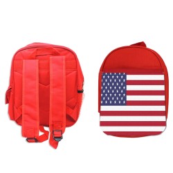 MOCHILA ROJA BANDERA DE LOS ESTADOS UNIDOS escolar personalizado