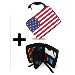 PACK MOCHILA Y ESTUCHE BANDERA DE LOS ESTADOS UNIDOS material escolar