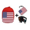 PACK MOCHILA ROJA Y ESTUCHE BANDERA DE LOS ESTADOS UNIDOS material escolar