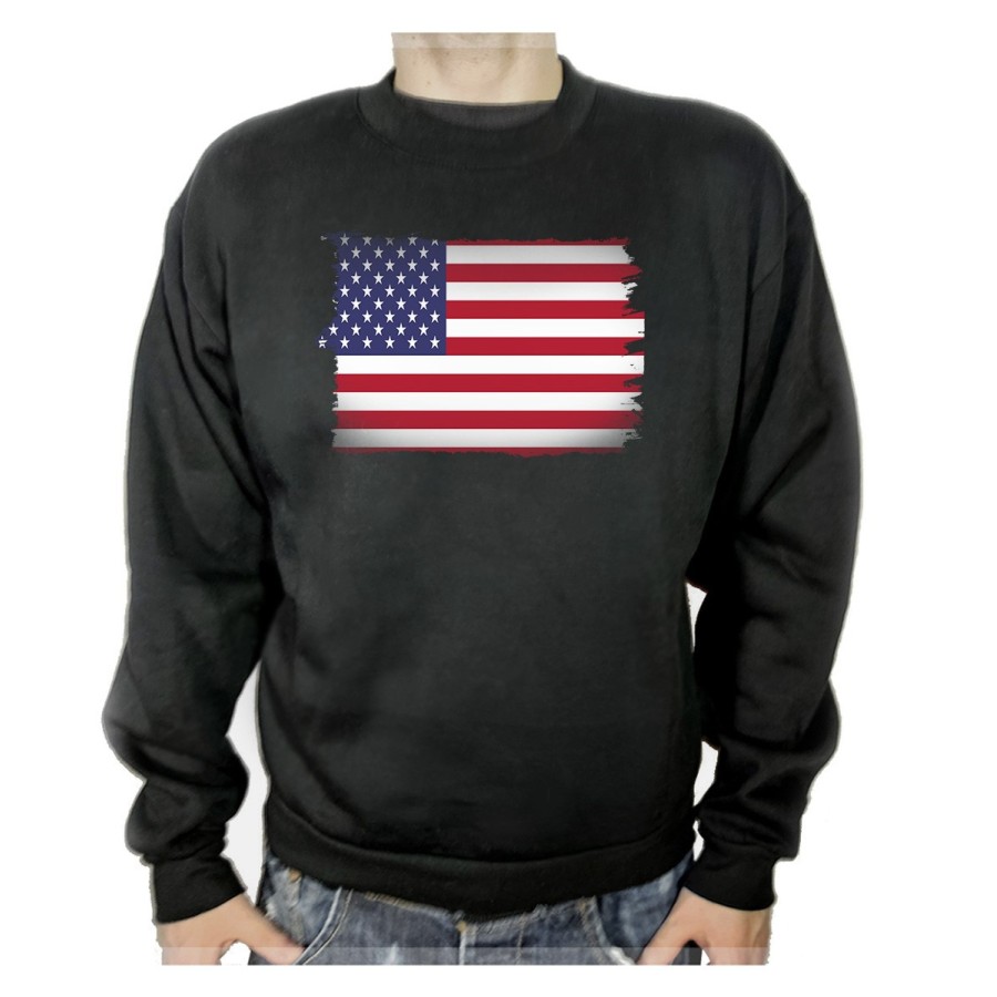 SUDADERA NEGRA BANDERA DE LOS ESTADOS UNIDOS adulto poliester algodón personalizada