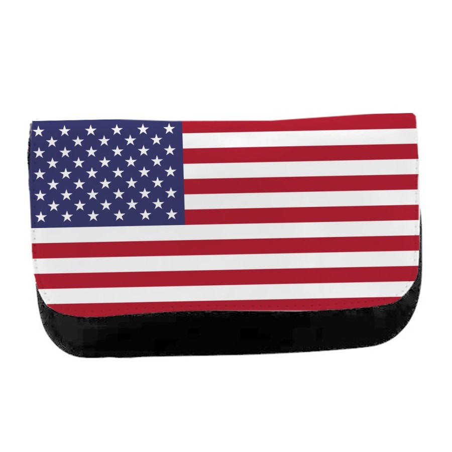 ESTUCHE NECESER DE LONA BANDERA DE LOS ESTADOS UNIDOS unisex negro monedero billetera