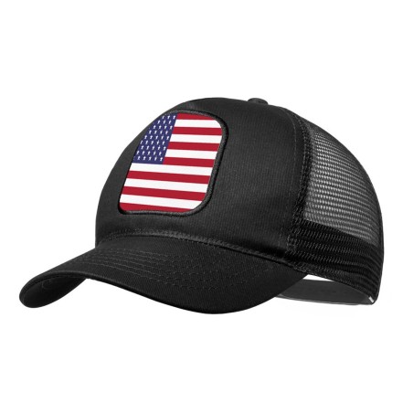 GORRA NEGRA CON REJILLA BANDERA DE LOS ESTADOS UNIDOS moda deporte