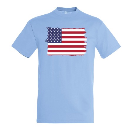 CAMISETA AZUL CIELO BANDERA DE LOS ESTADOS UNIDOS moda verano personalizada