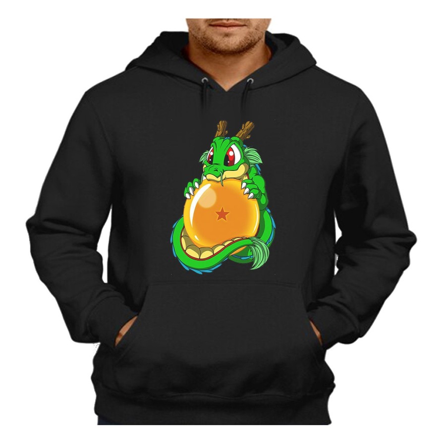 SUDADERA NEGRA CON CAPUCHA dragon ball z super shenron dragon bola adulto poliester algodón personalizada