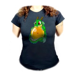 CAMISETA NEGRA MUJER dragon...