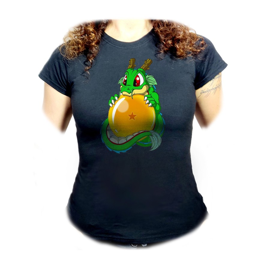 CAMISETA NEGRA MUJER dragon ball z super shenron dragon bola oferta personalizada