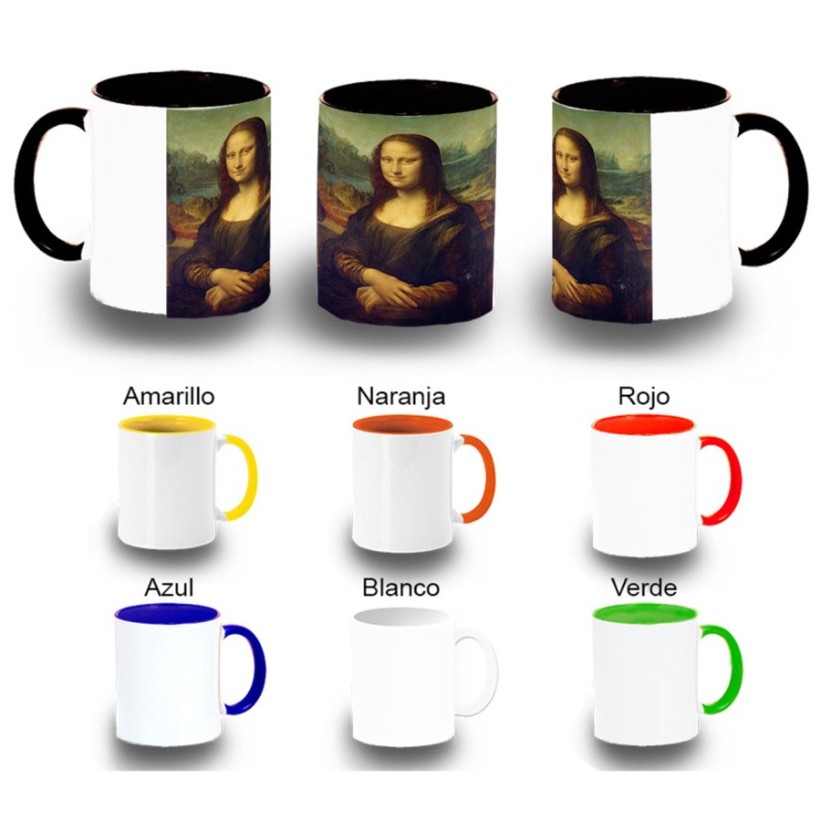 TAZA COLORES GIOCONDA MONALISA CUADRO ARTE color personalizada