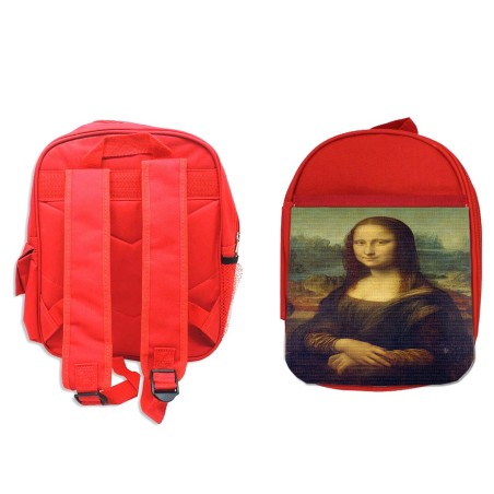 MOCHILA ROJA GIOCONDA MONALISA CUADRO ARTE backpack rucksak