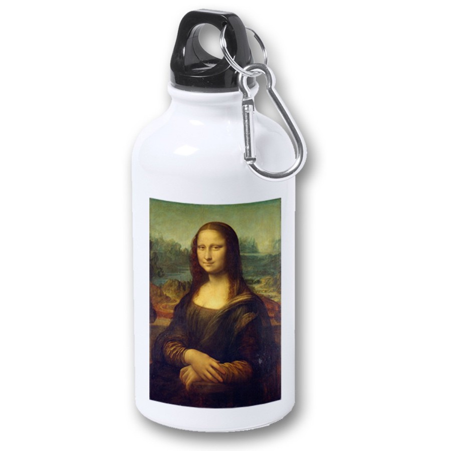 BIDON 400ML METALICO GIOCONDA MONALISA CUADRO ARTE para viaje y deporte