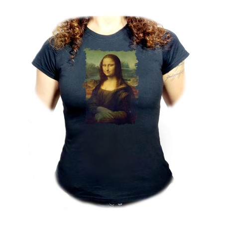 CAMISETA NEGRA MUJER GIOCONDA MONALISA CUADRO ARTE oferta personalizada