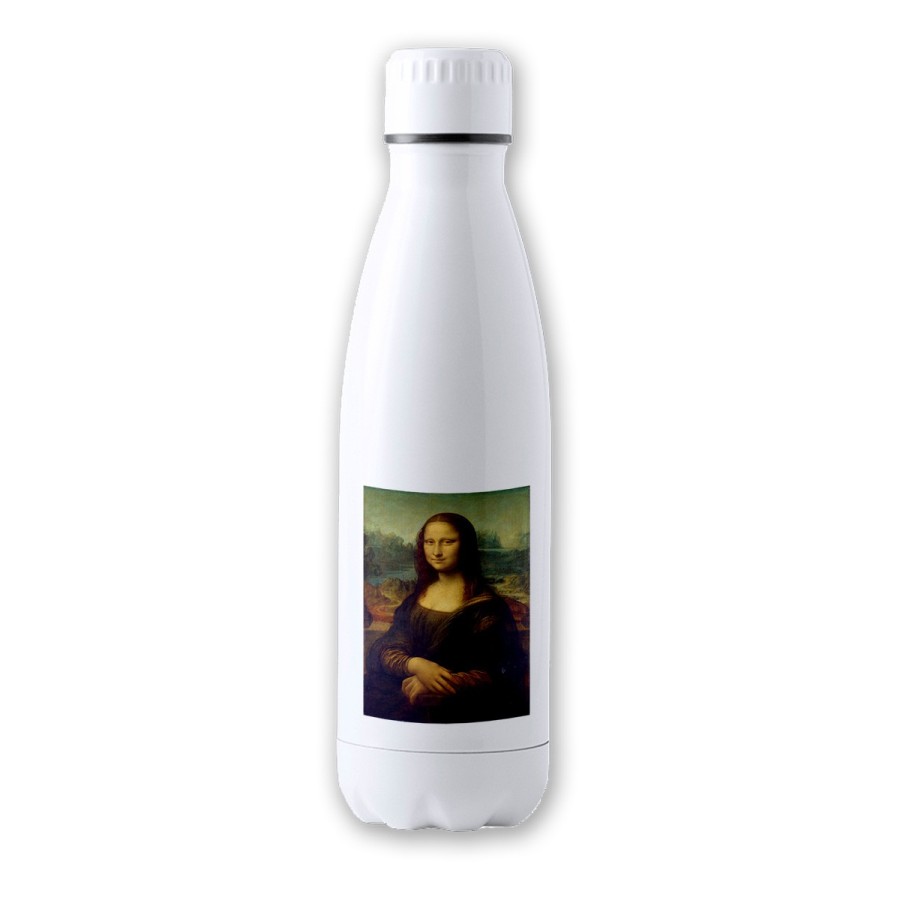 BIDON 700 ML ACERO INOXIDABLE GIOCONDA MONALISA CUADRO ARTE tapon seguridad botella