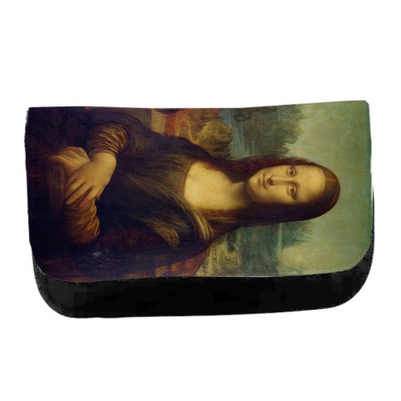 ESTUCHE NECESER DE LONA GIOCONDA MONALISA CUADRO ARTE unisex negro monedero billetera