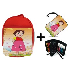 PACK MOCHILA ROJA Y ESTUCHE HEIDI ABUELO SERIE ANTIGUA ANIME material escolar