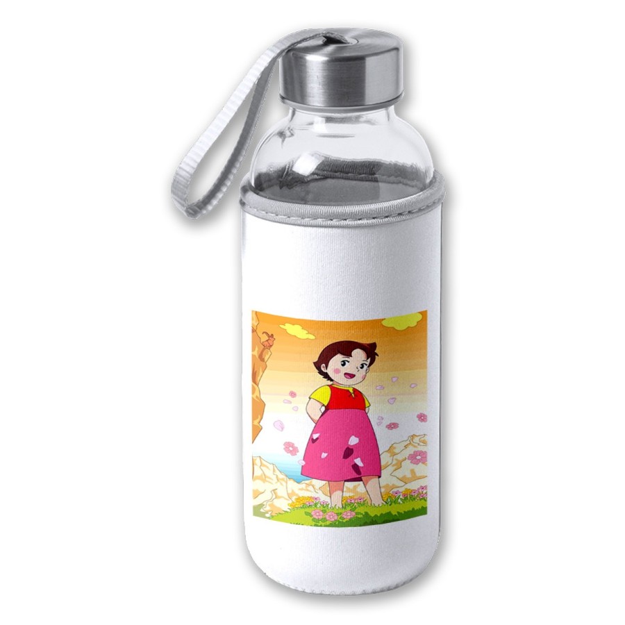 BIDON DE 420 ML CON FUNDA DE NEOPRENO HEIDI ABUELO SERIE ANTIGUA ANIME tapon seguridad