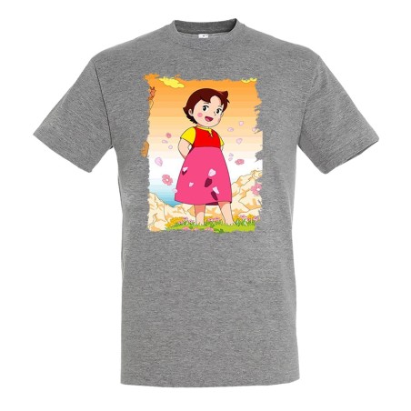 CAMISETA GRIS MEZCLA HEIDI ABUELO SERIE ANTIGUA ANIME moda verano personalizada