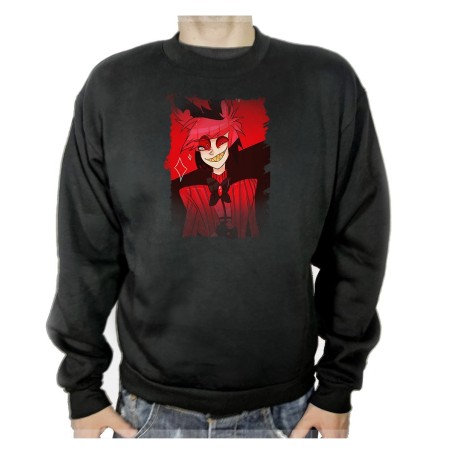 SUDADERA NEGRA HAZBIN HOTEL ALASTOR adulto poliester algodón personalizada