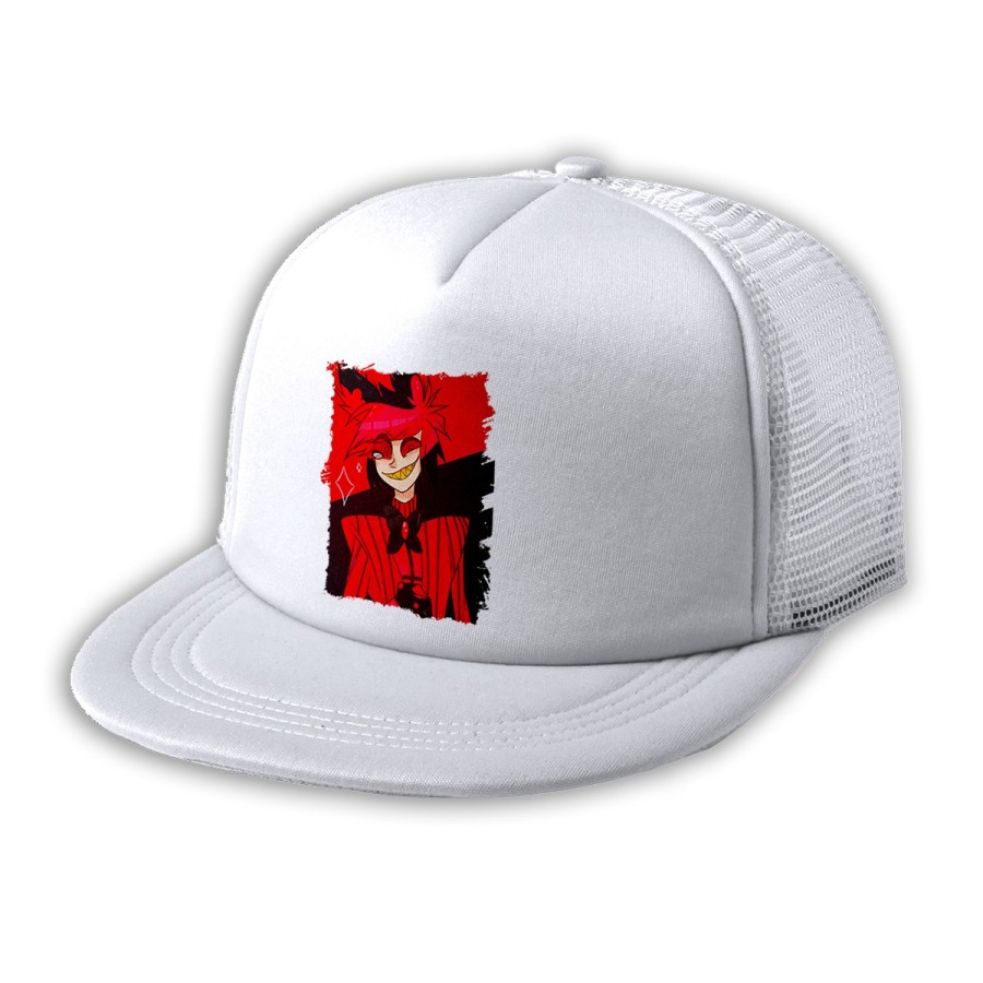 GORRA 5 PANELES REDECILLA TRASERA HAZBIN HOTEL ALASTOR estilo rapero