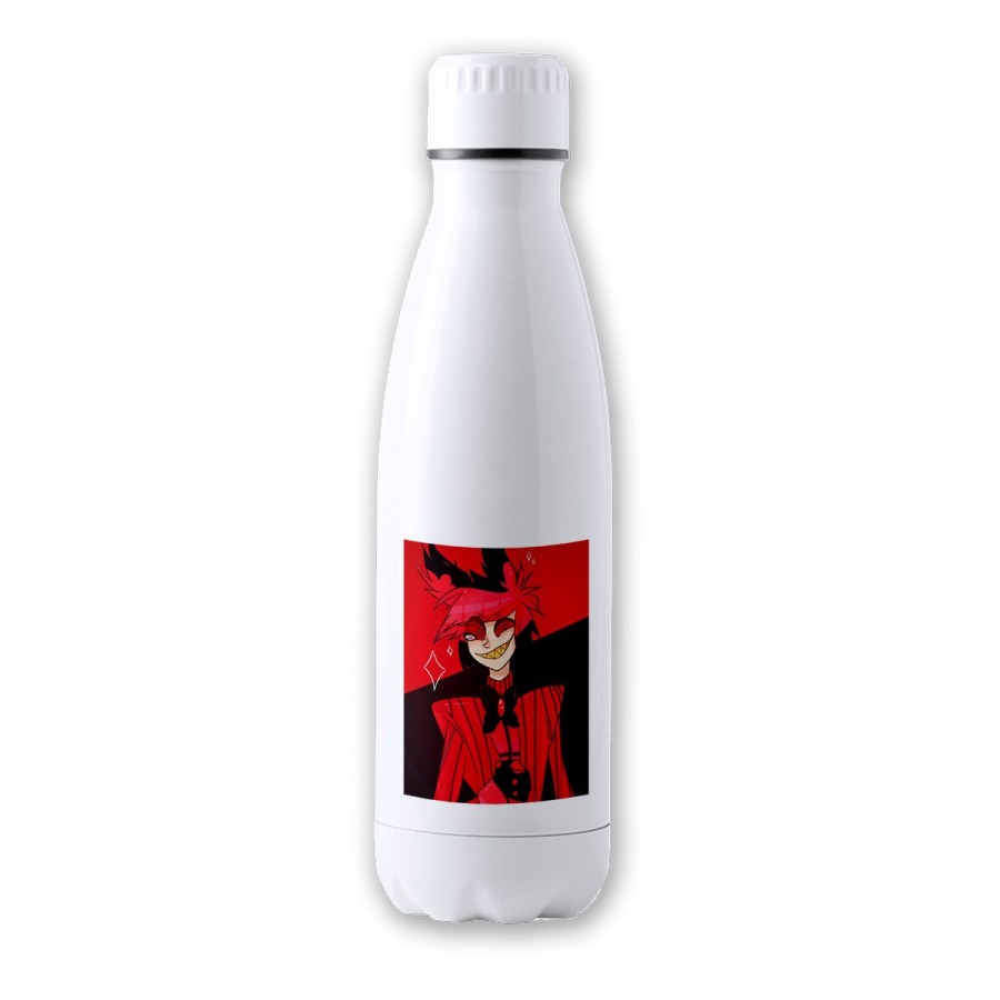 BIDON 700 ML ACERO INOXIDABLE HAZBIN HOTEL ALASTOR tapon seguridad botella