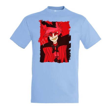 CAMISETA AZUL CIELO HAZBIN HOTEL ALASTOR moda verano personalizada