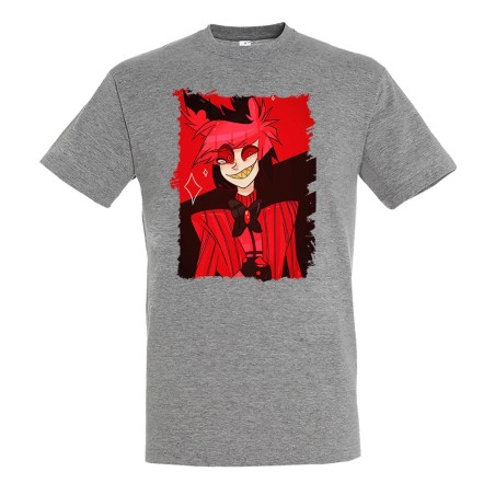 CAMISETA GRIS MEZCLA HAZBIN HOTEL ALASTOR moda verano personalizada