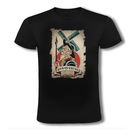 CAMISETA NEGRA DON QUIJOTE DE LA MANCHA moda verano personalizada