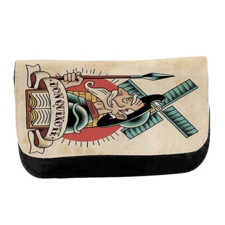 ESTUCHE NECESER DE LONA DON QUIJOTE DE LA MANCHA unisex negro monedero billetera