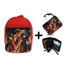 PACK MOCHILA ROJA Y ESTUCHE ONEPIECE LUFFY PELIGRO material escolar