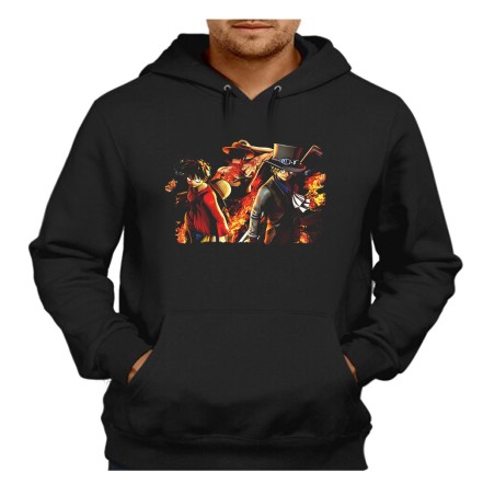 SUDADERA NEGRA CON CAPUCHA ONEPIECE LUFFY PELIGRO adulto poliester algodón personalizada