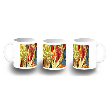 TAZA FOTOLUMINISCENTE LUFFY VS GOKU ANIME SHONEN BRILLA OSCURIDAD