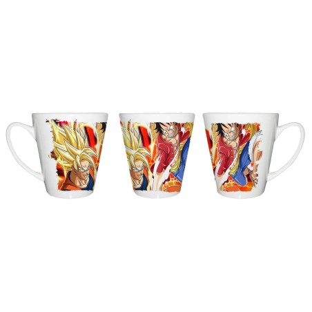 TAZA CÓNICA LUFFY VS GOKU ANIME SHONEN conica personalizada