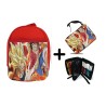 PACK MOCHILA ROJA Y ESTUCHE LUFFY VS GOKU ANIME SHONEN material escolar