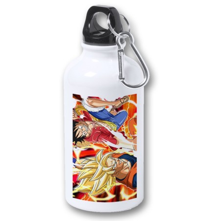 BIDON 400ML METALICO LUFFY VS GOKU ANIME SHONEN para viaje y deporte