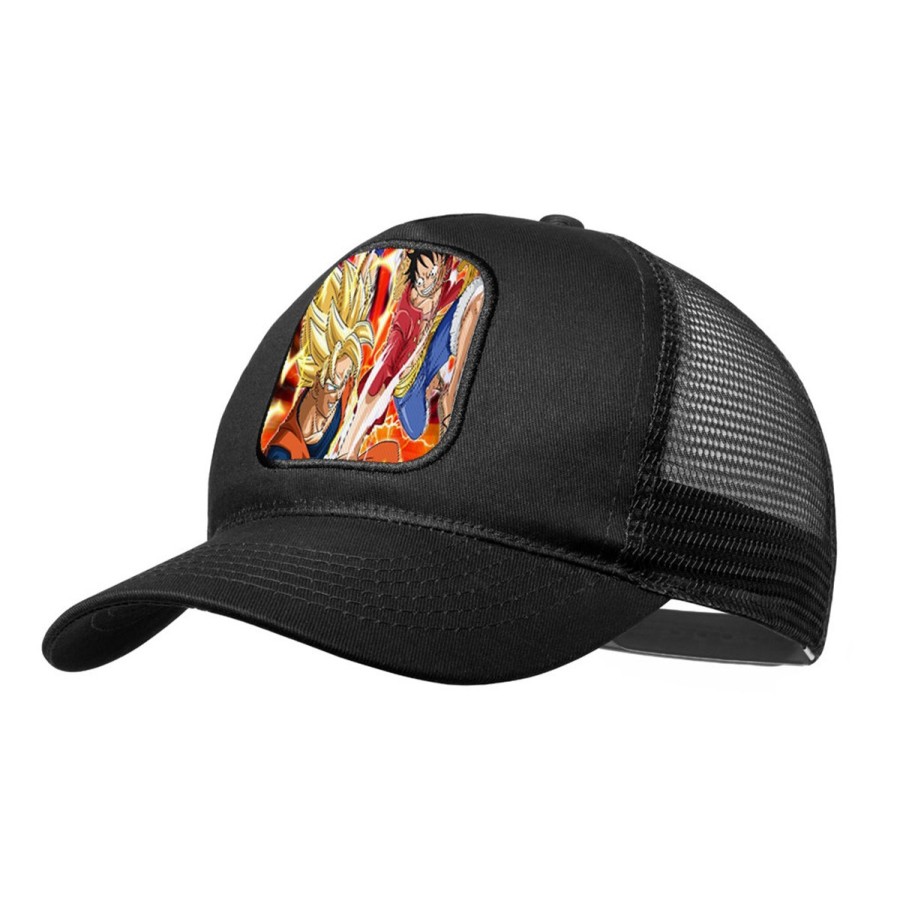 GORRA NEGRA CON REJILLA LUFFY VS GOKU ANIME SHONEN moda deporte