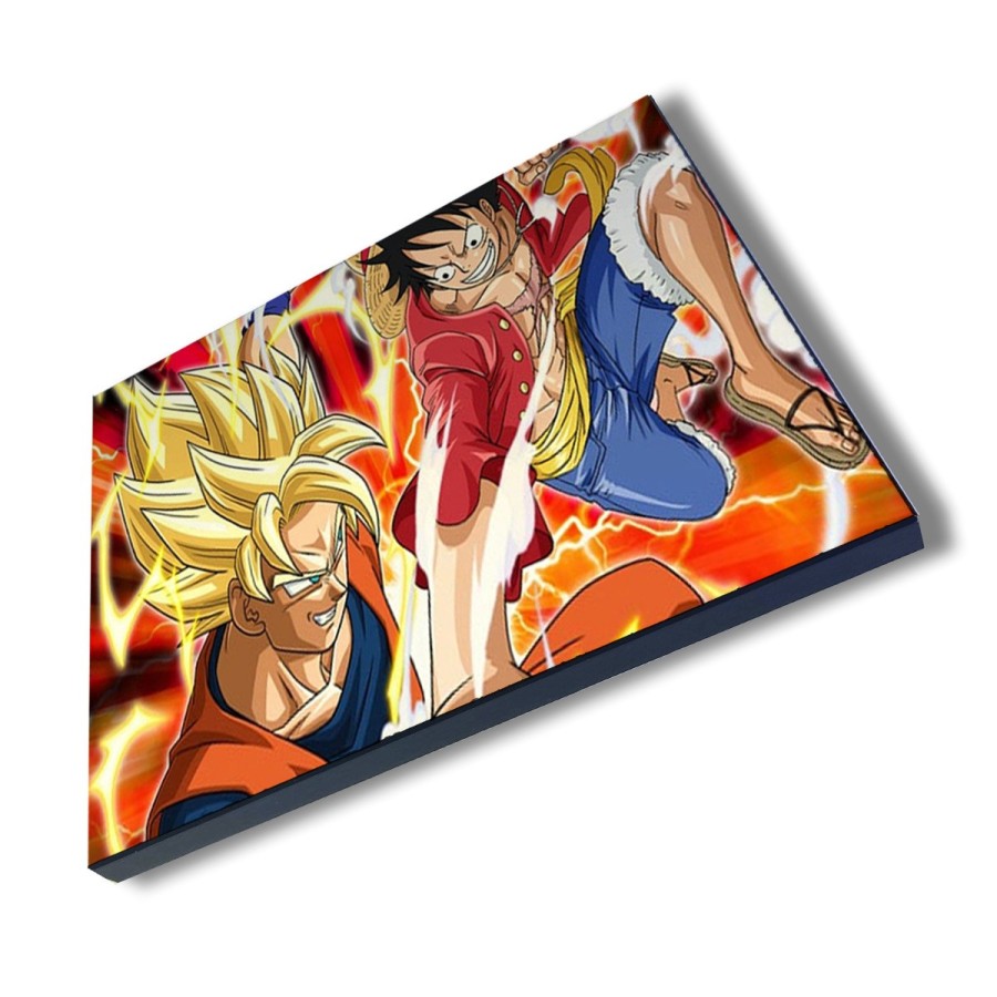 PANEL FOTOGRÁFICO DECORATIVO LUFFY VS GOKU ANIME SHONEN cuadro acabado brillante elegante pared