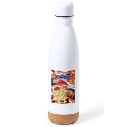 BIDON 750 ML ACERO INOXIDABLE ADORNO DE CORCHO LUFFY VS GOKU ANIME SHONEN tapon botella