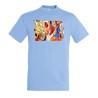 CAMISETA AZUL CIELO LUFFY VS GOKU ANIME SHONEN moda verano personalizada