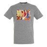 CAMISETA GRIS MEZCLA LUFFY VS GOKU ANIME SHONEN moda verano personalizada