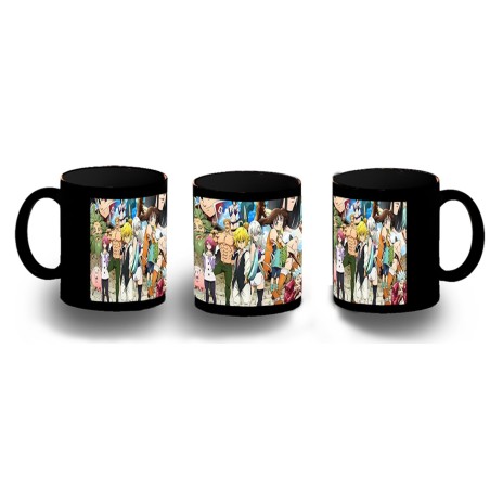 TAZA COMPLETAMENTE NEGRA ANIME LOS 7 PECADOS CAPITALES MANGA SERIE personalizada