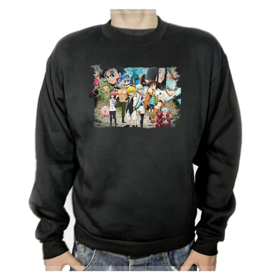 SUDADERA NEGRA ANIME LOS 7 PECADOS CAPITALES MANGA SERIE adulto poliester algodón personalizada