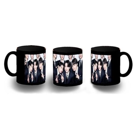 TAZA COMPLETAMENTE NEGRA BTS grupo gala fan meeting japon cantantes personalizada