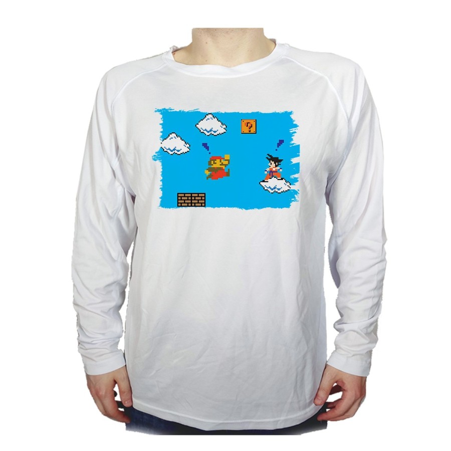 CAMISETA MANGA LARGA GOKU RETRO 8 BITS DRAGON BALL personalizada