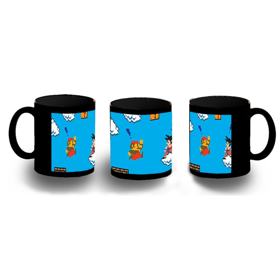 TAZA COMPLETAMENTE NEGRA GOKU RETRO 8 BITS DRAGON BALL personalizada