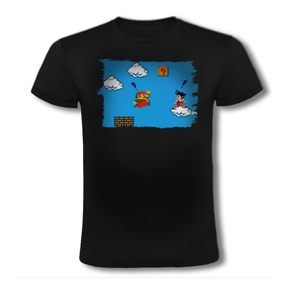 CAMISETA NEGRA GOKU RETRO 8 BITS DRAGON BALL moda verano personalizada