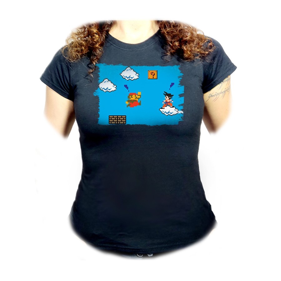 CAMISETA NEGRA MUJER GOKU RETRO 8 BITS DRAGON BALL oferta personalizada